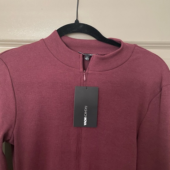 Fashion Nova Midi Sweater Dress - Wine - Picture 3 of 5